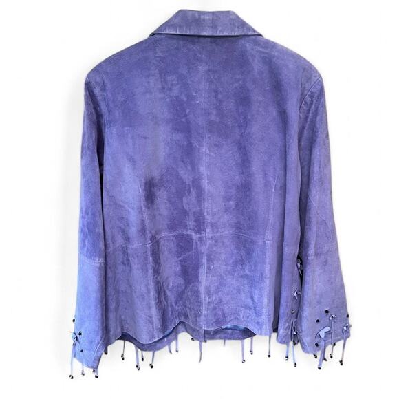 Vintage lilac suede jacket with flowers - Picture 5 of 7